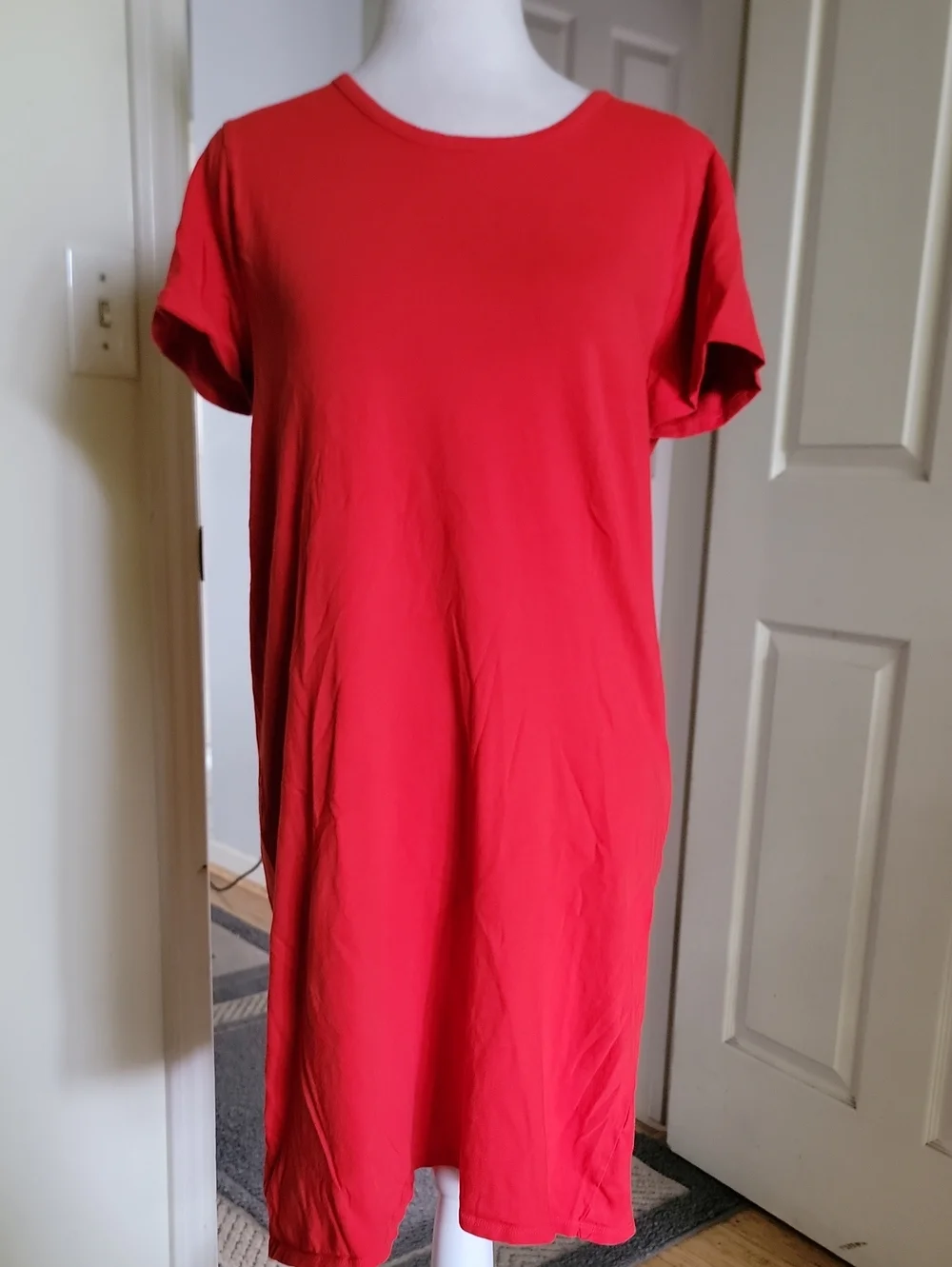 J Crew Simple Red T-Shirt Dress